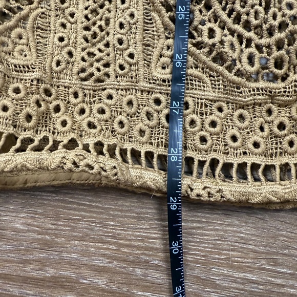 Free People All Things Sweet women's Crochet Button Down Shirt M Boho Oversized - Picture 11 of 13